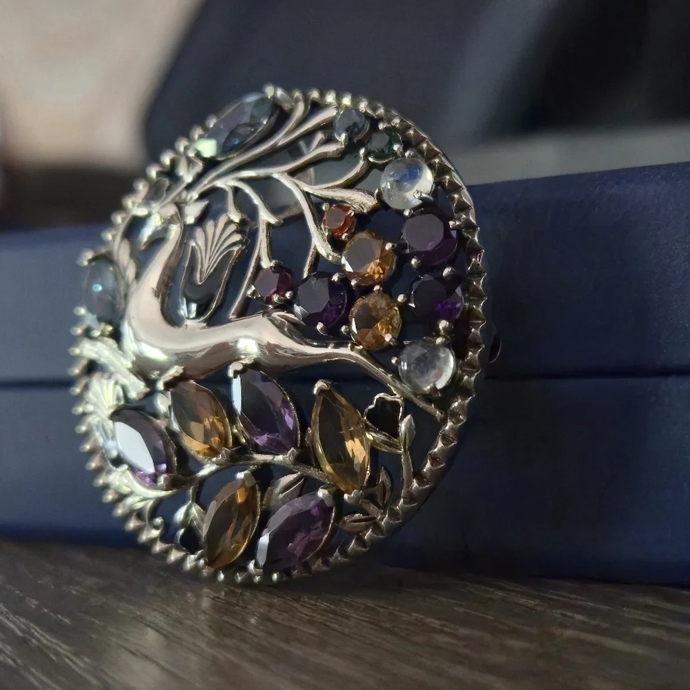 Nicky Butler 925 Sterling Silver Stag Pendant Brooch Designer Amethyst Citrine - Picture 10 of 16